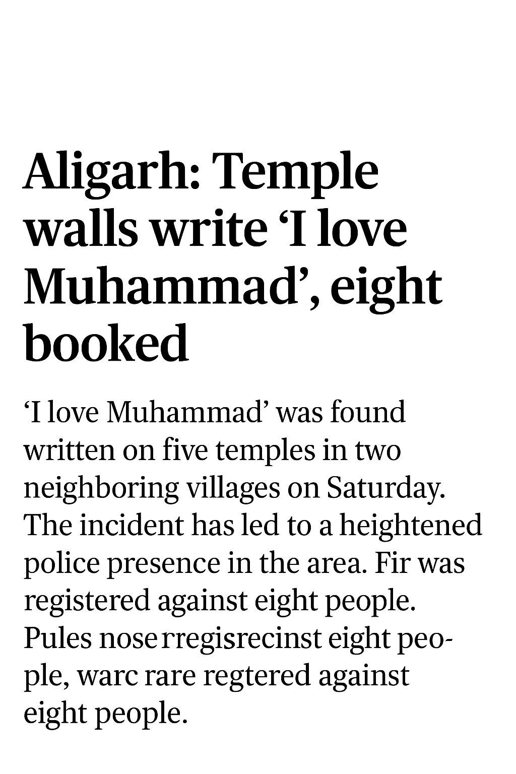 मंदिरों पर ‘आई लव मोहम्मद’ लिखे जाने से तनाव, आठ के खिलाफ एफआईआर