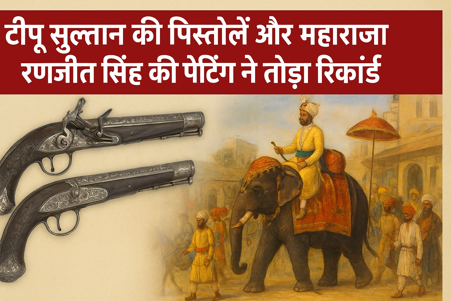 लंदन में हुई नीलामी में टीपू सुल्तान की पिस्तौलें और महाराजा रणजीत सिंह की पेंटिंग ने तोड़ा रिकॉर्ड