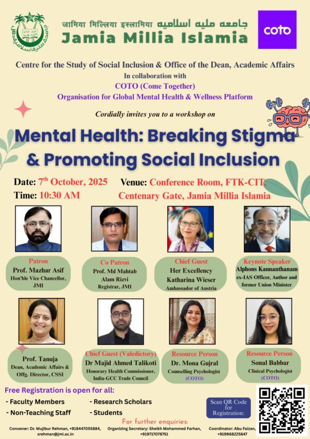 JMI conducts a special workshop on ‘Mental Health: Breaking Stigma & Promoting Social Inclusion’