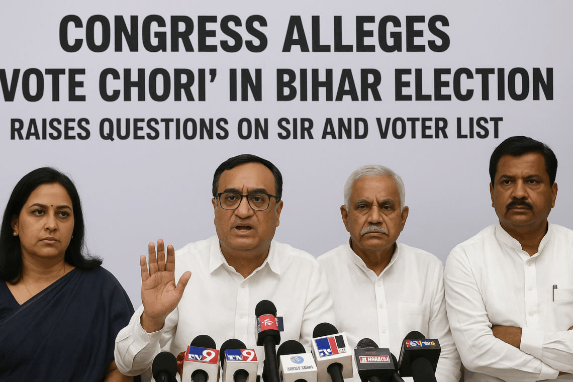 कांग्रेस ने बिहार चुनाव में ‘वोट चोरी’ का आरोप लगाया, SIR और वोटर लिस्ट पर उठाए सवाल