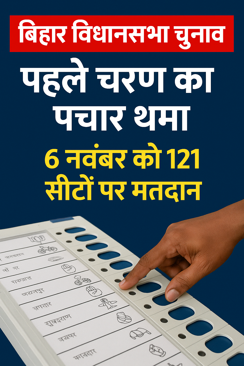 بہار اسمبلی انتخابات: پہلے مرحلے کی انتخابی مہم ختم، 6 نومبر کو 121 نشستوں پر ووٹنگ