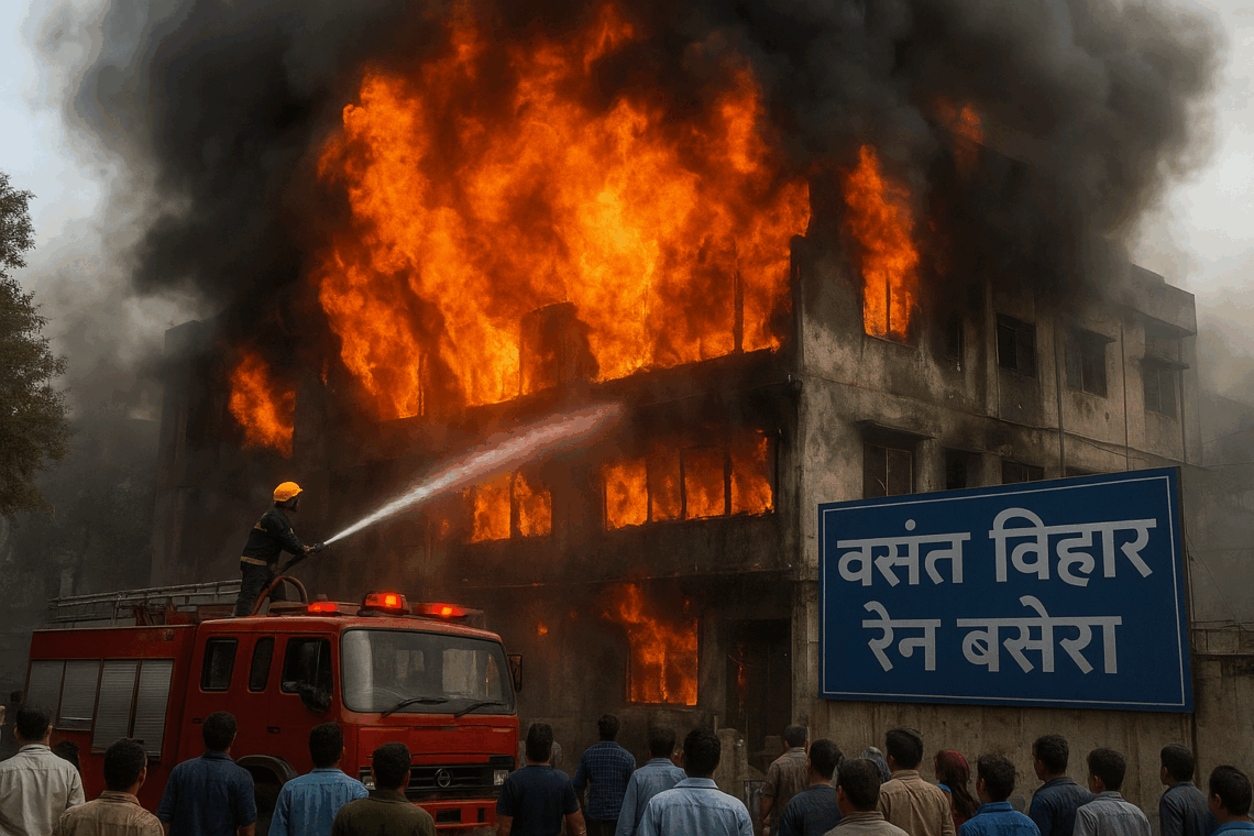 वसंत विहार रैन बसेरे में भीषण आग, दो लोगों की मौत