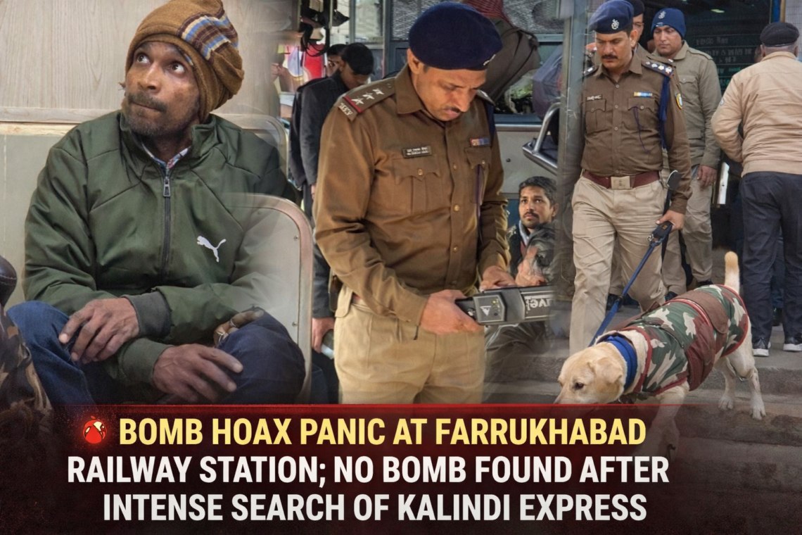फर्रुखाबाद रेलवे स्टेशन पर कालिंद्री एक्सप्रेस में बम की सूचना से हड़कंप, दो घंटे चली सघन जांच