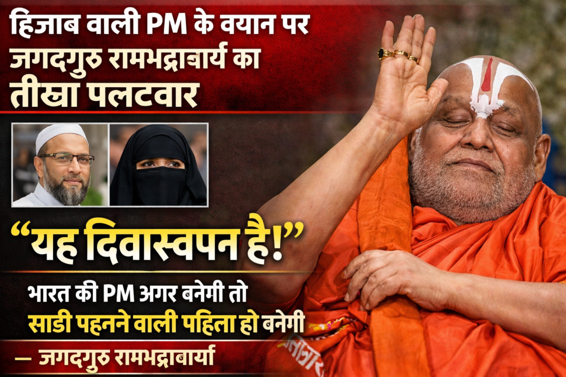 हिजाब पहनने वाली महिला के प्रधानमंत्री बनने के बयान पर जगद्‌गुरु रामभद्राचार्य की तीखी प्रतिक्रिया, कहा—‘यह दिवास्वप्न है’