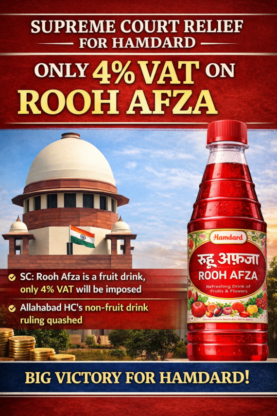 सुप्रीम कोर्ट से हमदर्द को बड़ी राहत, रूह अफ़जा पर सिर्फ 4% वैट
