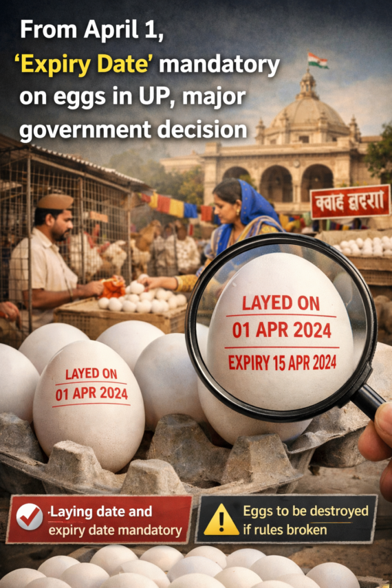 1 अप्रैल से यूपी में अंडों पर ‘एक्सपायरी डेट’ अनिवार्य, सरकार का बड़ा फैसला