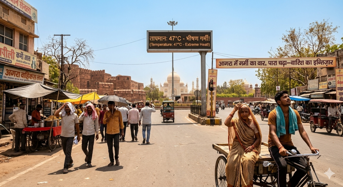 आगरा में गर्मी का वार, पारा चढ़ा—बारिश का इन्तिज़ार जारी