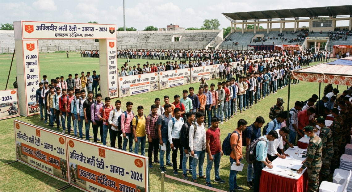 आगरा के एकलव्य स्टेडियम में आज से अग्निवीर भर्ती रैली शुरू, 19 हजार युवा लेंगे हिस्सा