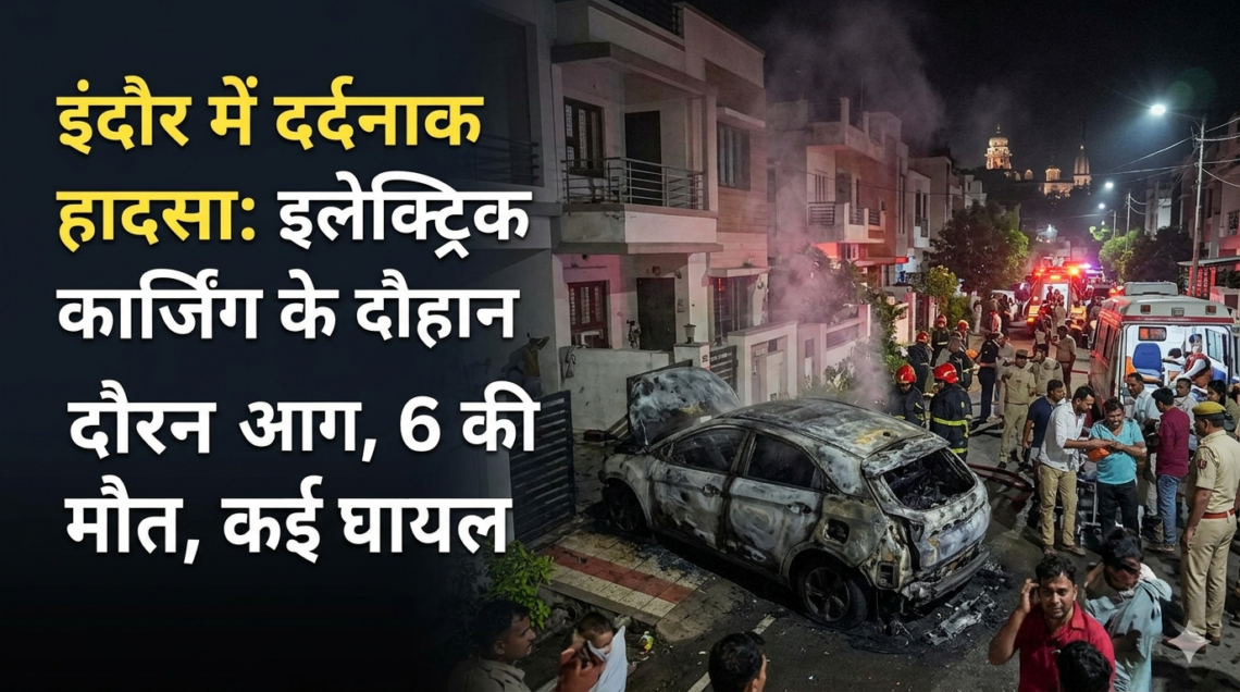 इंदौर में दर्दनाक हादसा: इलेक्ट्रिक कार चार्जिंग के दौरान आग, 6 की मौत, कई घायल