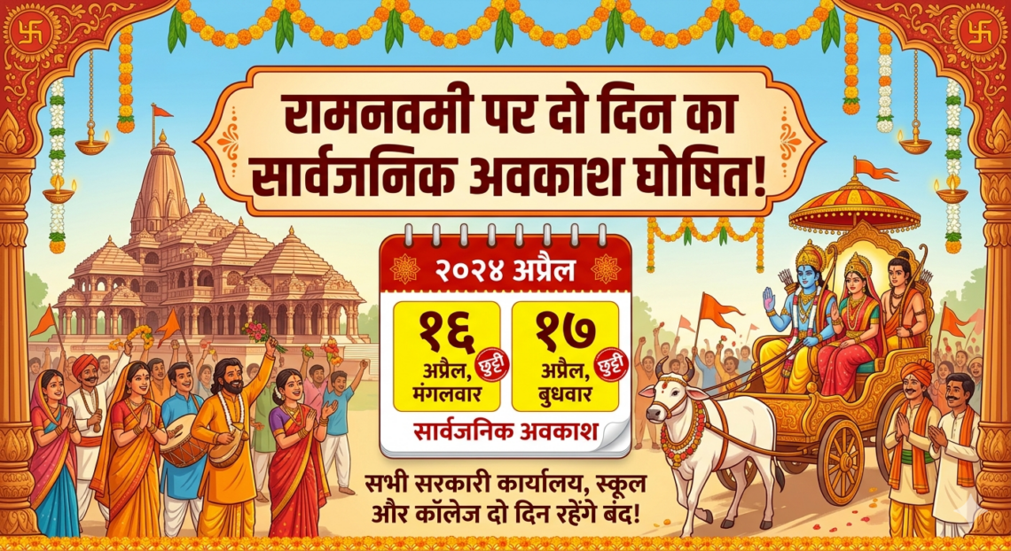 रामनवमी पर दो दिन का सार्वजनिक अवकाश घोषित