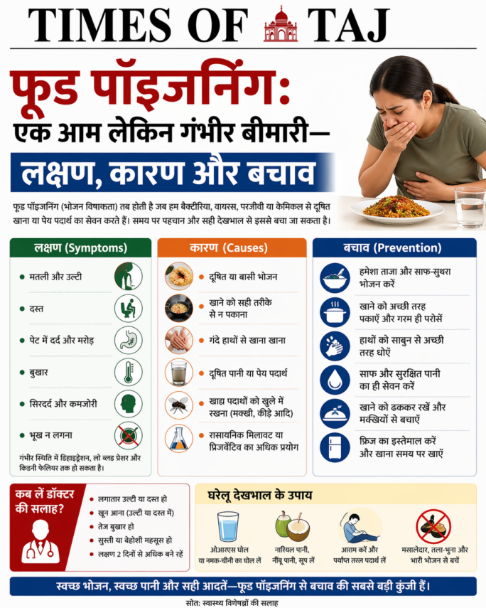 फूड पॉइज़निंग: एक आम लेकिन गंभीर बीमारी—लक्षण, कारण और बचाव