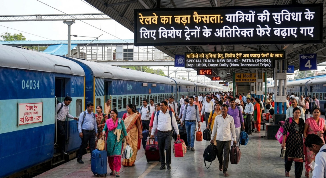 रेलवे का बड़ा फैसला: यात्रियों की सुविधा के लिए विशेष ट्रेनों के अतिरिक्त फेरे बढ़ाए गए