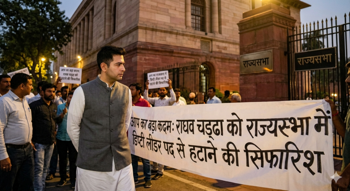आप का बड़ा कदम: राघव चड्ढा को राज्यसभा में डिप्टी लीडर पद से हटाने की सिफारिश