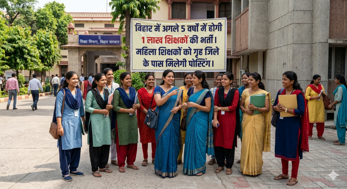 बिहार में अगले 5 वर्षों में होगी 1 लाख शिक्षकों की भर्ती, महिला शिक्षकों को गृह जिले के पास मिलेगी पोस्टिंग