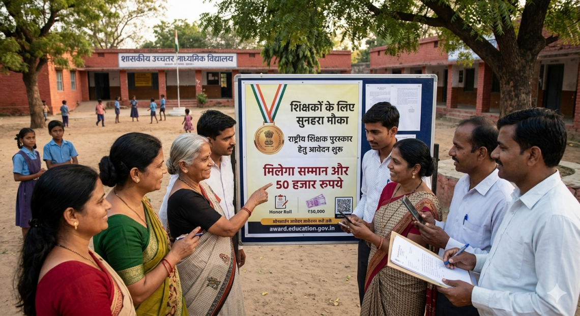 शिक्षकों के लिए सुनहरा मौका: राष्ट्रीय शिक्षक पुरस्कार हेतु आवेदन शुरू, मिलेगा सम्मान और 50 हजार रुपये