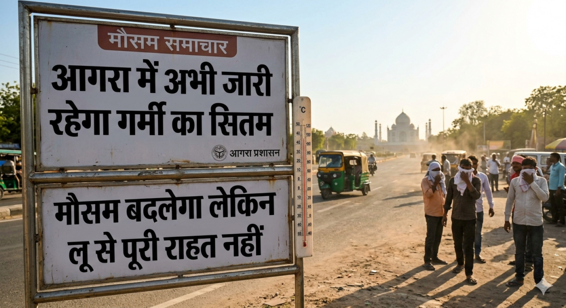 आगरा में अभी जारी रहेगा गर्मी का सितम, मौसम बदलेगा लेकिन लू से पूरी राहत नहीं