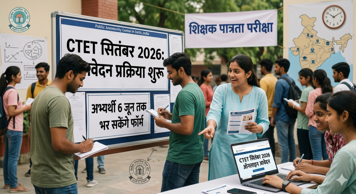 CTET सितंबर 2026: आवेदन प्रक्रिया शुरू, अभ्यर्थी 6 जून तक भर सकेंगे फॉर्म