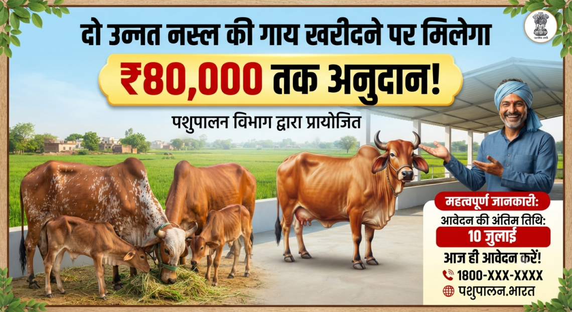 दो उन्नत नस्ल की गाय खरीदने पर मिलेगा 80 हजार रुपये तक अनुदान, 10 जुलाई तक करें आवेदन