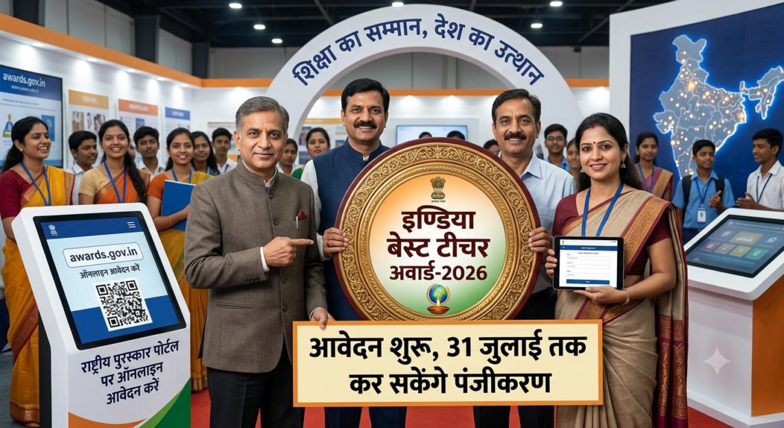 ‘इंडिया बेस्ट टीचर अवार्ड-2026’ के लिए आवेदन शुरू, 31 जुलाई तक कर सकेंगे पंजीकरण