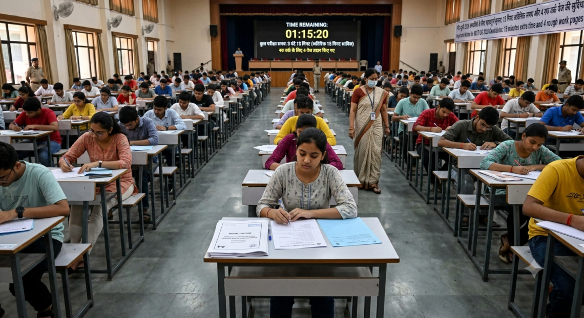 नीट-यूजी 2026 अभ्यर्थियों को बड़ी राहत: परीक्षा में मिलेंगे 15 मिनट अतिरिक्त, रफ वर्क के लिए चार पेज
