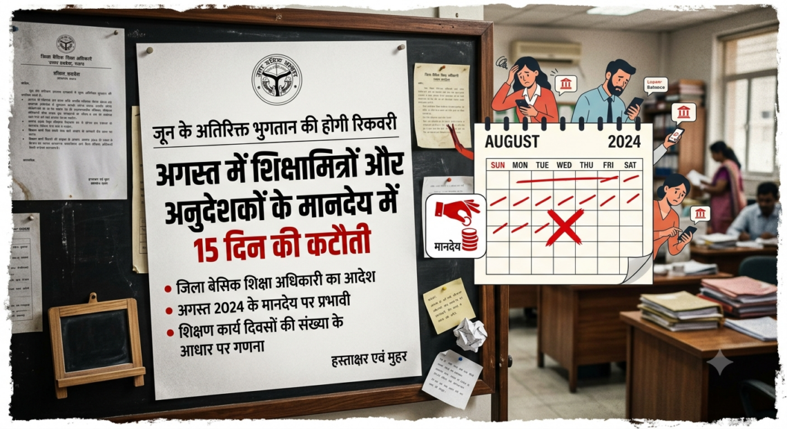 जून के अतिरिक्त भुगतान की होगी रिकवरी, अगस्त में शिक्षामित्रों और अनुदेशकों के मानदेय में 15 दिन की कटौती