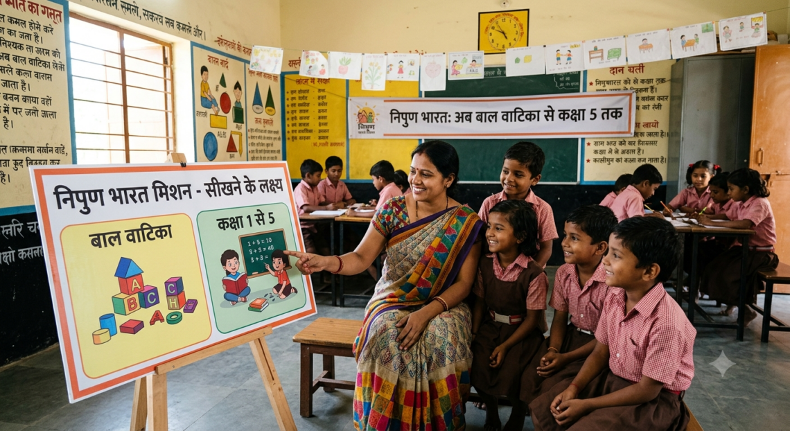 निपुण भारत मिशन का दायरा बढ़ा: अब बाल वाटिका से कक्षा 5 तक तय होंगे सीखने के लक्ष्य
