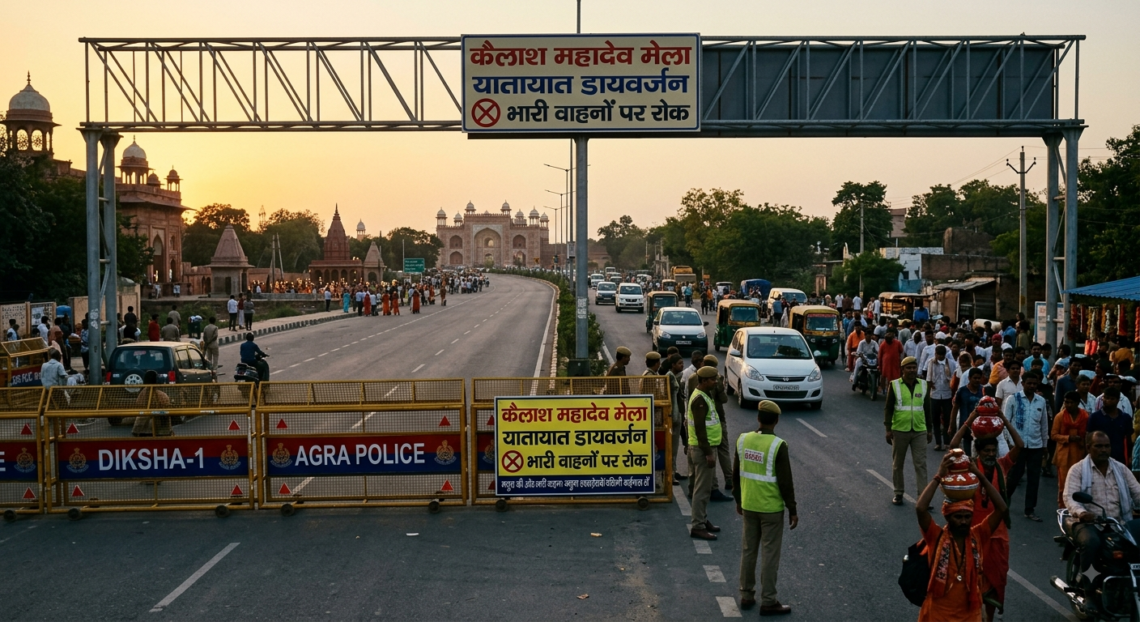कैलाश मेले को लेकर आगरा में ट्रैफिक डायवर्जन, रविवार शाम से भारी वाहनों पर रोक