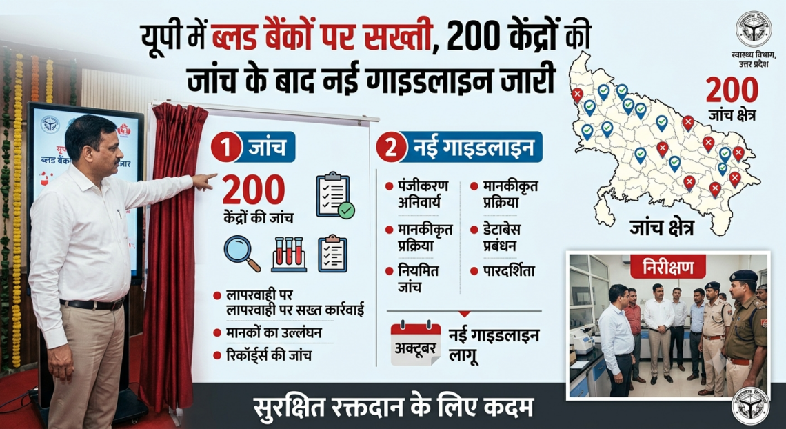 यूपी में ब्लड बैंकों पर सख्ती, 200 केंद्रों की जांच के बाद नई गाइडलाइन जारी