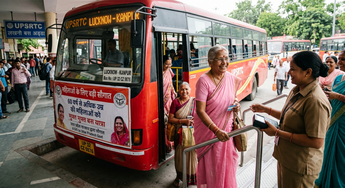 यूपी में महिलाओं के लिए बड़ी सौगात, 60 वर्ष से अधिक उम्र की महिलाओं को मुफ्त बस यात्रा