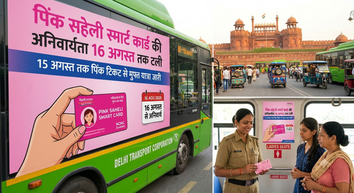 दिल्ली में महिलाओं के लिए राहत: पिंक सहेली स्मार्ट कार्ड की अनिवार्यता 16 अगस्त तक टली