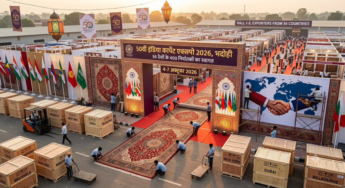 भदोही में इंडिया कार्पेट एक्सपो 2026 की तैयारियां तेज, 56 देशों के 400 निर्यातकों को न्योता