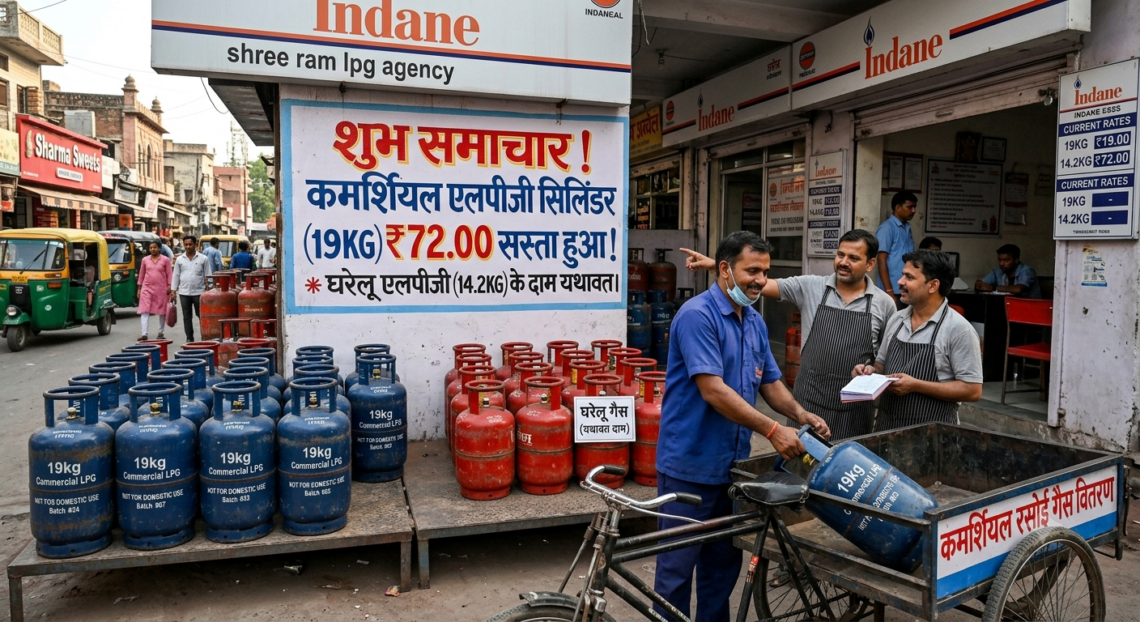 लगातार दूसरे महीने सस्ता हुआ कमर्शियल एलपीजी सिलिंडर, घरेलू गैस के दाम यथावत