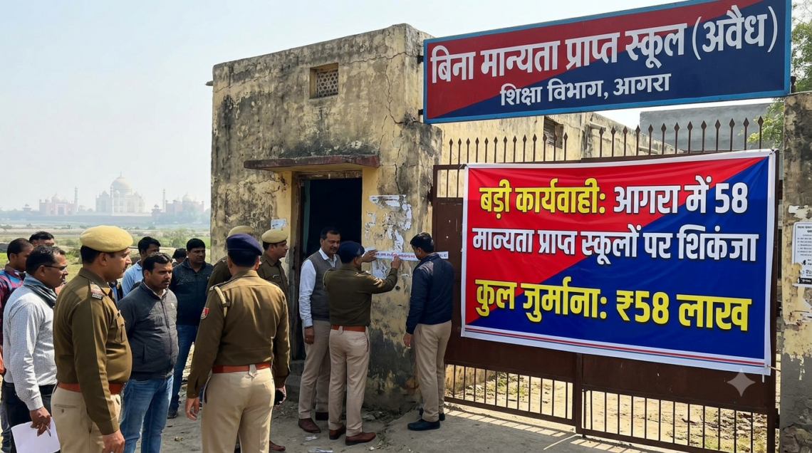 आगरा में 58 बिना मान्यता वाले स्कूलों पर 58 लाख का जुर्माना