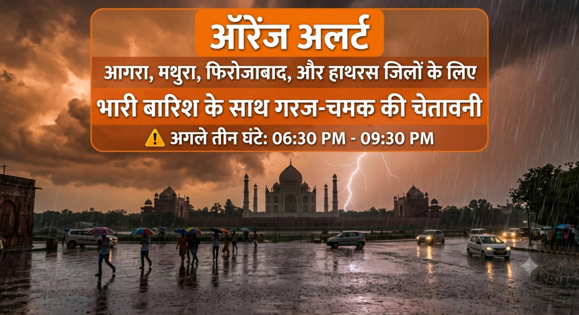 आगरा समेत चार जिलों में ऑरेंज अलर्ट, अगले तीन घंटे में बारिश के साथ गरज-चमक की चेतावनी