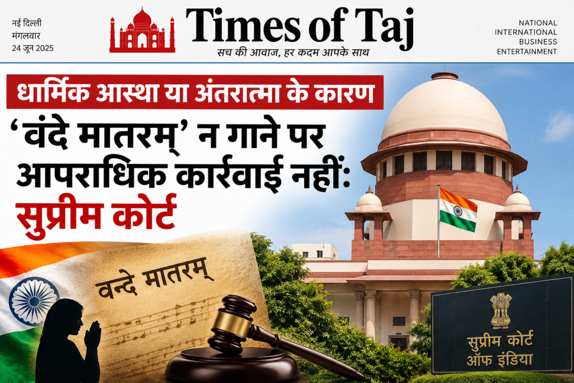 धार्मिक आस्था या अंतरात्मा के कारण ‘वंदे मातरम्’ न गाने पर आपराधिक कार्रवाई नहीं: सुप्रीम कोर्ट