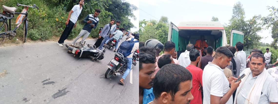 अज्ञात वाहन की टक्कर से बाइक सवार युवक की मौत, भाई गंभीर घायल