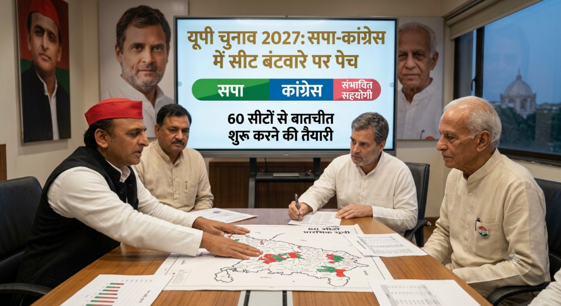 यूपी चुनाव 2027: सपा-कांग्रेस में सीट बंटवारे पर पेच, 60 सीटों से बातचीत शुरू करने की तैयारी