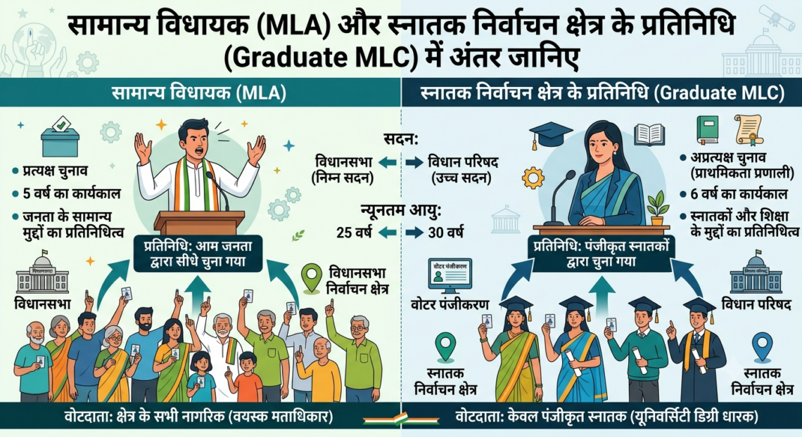 क्या होता है स्नातक विधायक? जानिए सामान्य विधायक और स्नातक निर्वाचन क्षेत्र के प्रतिनिधि में अंतर