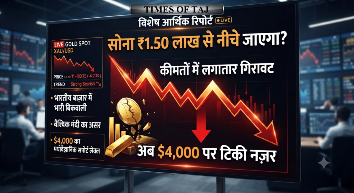 “सोना ₹1.50 लाख से नीचे जाएगा? कीमतों में लगातार गिरावट, अब 4,000 डॉलर पर टिकी नज़र ”