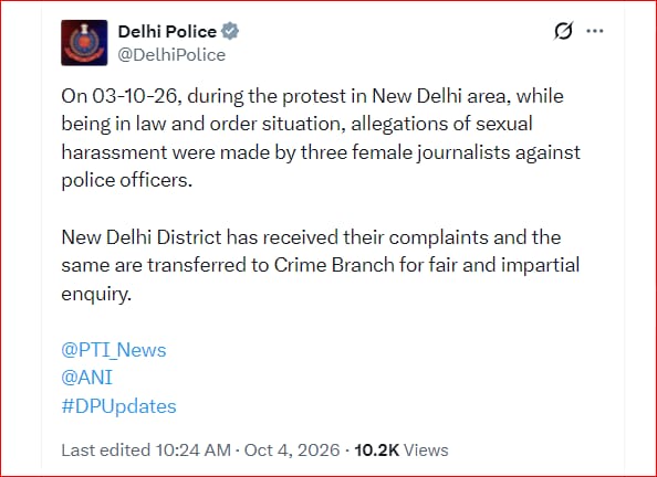 महिला पत्रकारों से कथित बदसलूकी मामले में पुलिस अधिकारियों पर कार्रवाई, क्राइम ब्रांच भेजे गए