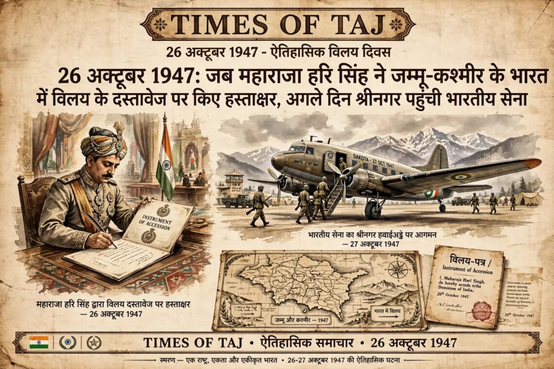 26 अक्टूबर 1947: जब महाराजा हरि सिंह ने जम्मू-कश्मीर के भारत में विलय के दस्तावेज़ पर किए हस्ताक्षर, अगले दिन श्रीनगर पहुंची भारतीय सेना