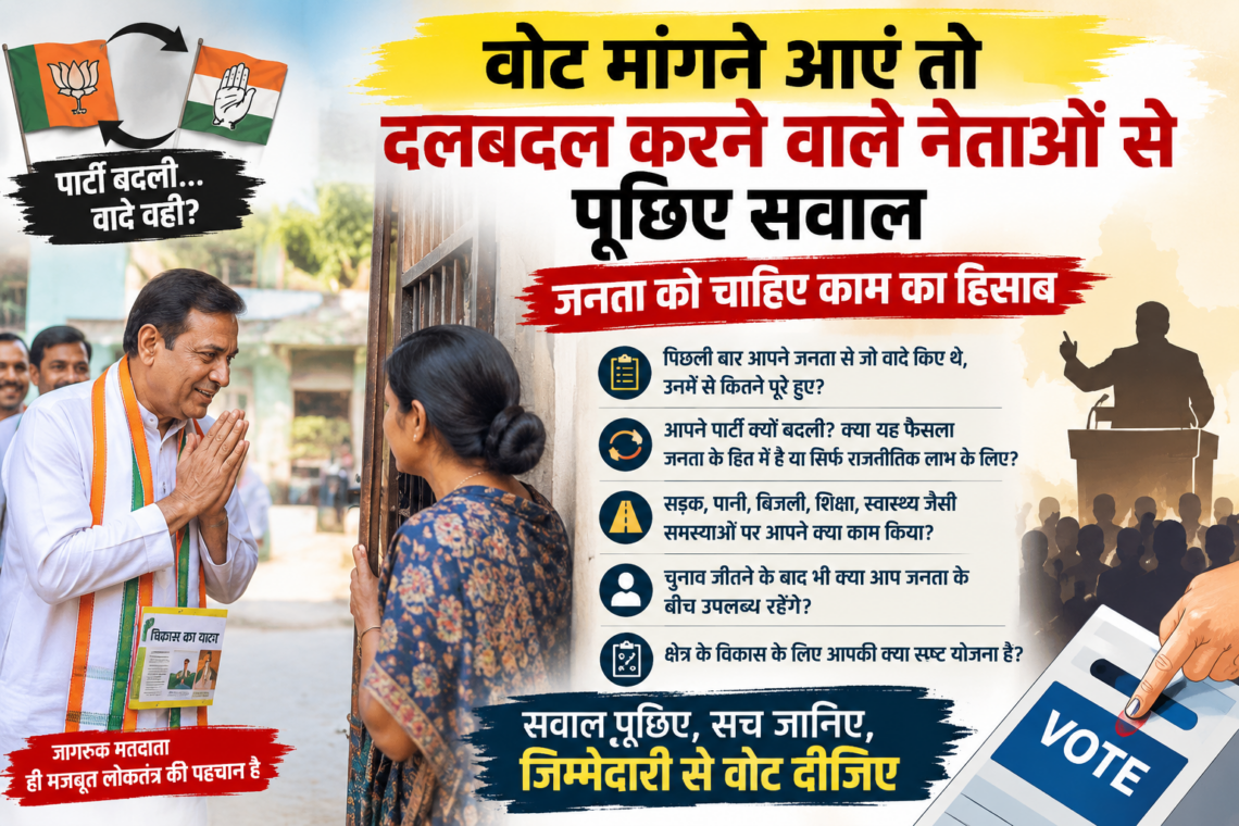 वोट मांगने आएं तो दलबदल करने वाले नेताओं से पूछिए सवाल, जनता को चाहिए काम का हिसाब